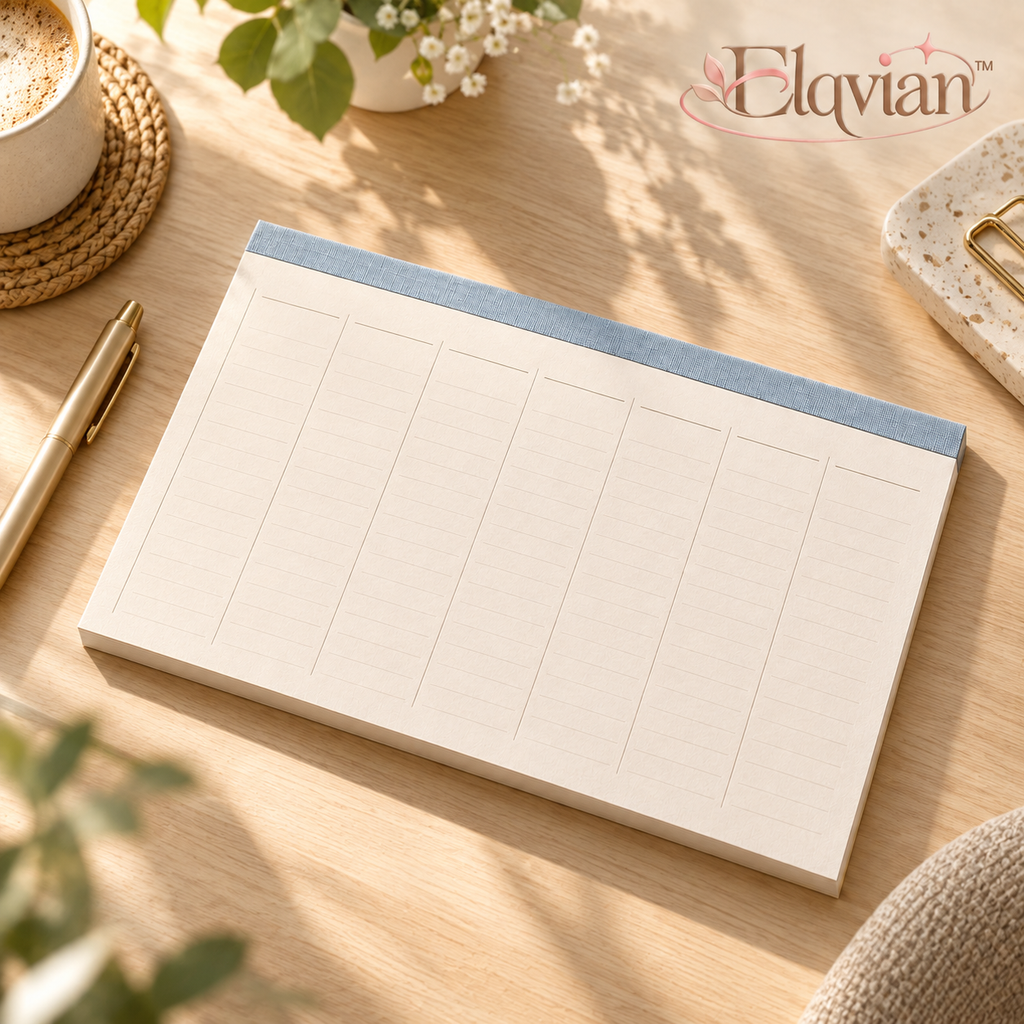 Elqvian™ Minimalist Weekly Desk Planner Pad