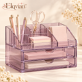 Elqvian™ Lavender Clear Multi-Compartment Desk Organizer