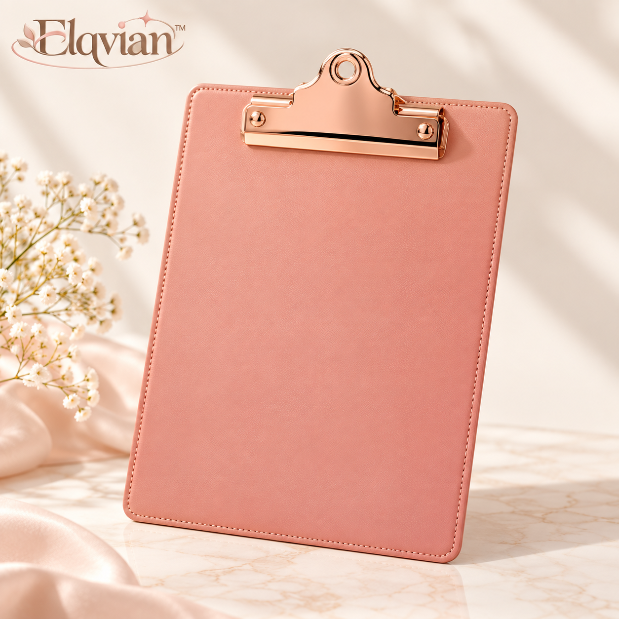 Elqvian Coral Pink Rose Gold Clipboard