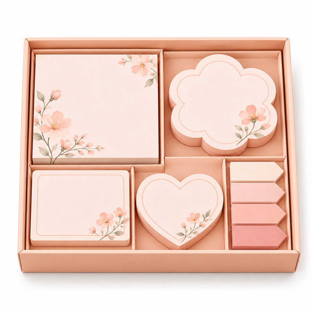 Elqvian™ Blush Floral Sticky Note Gift Set