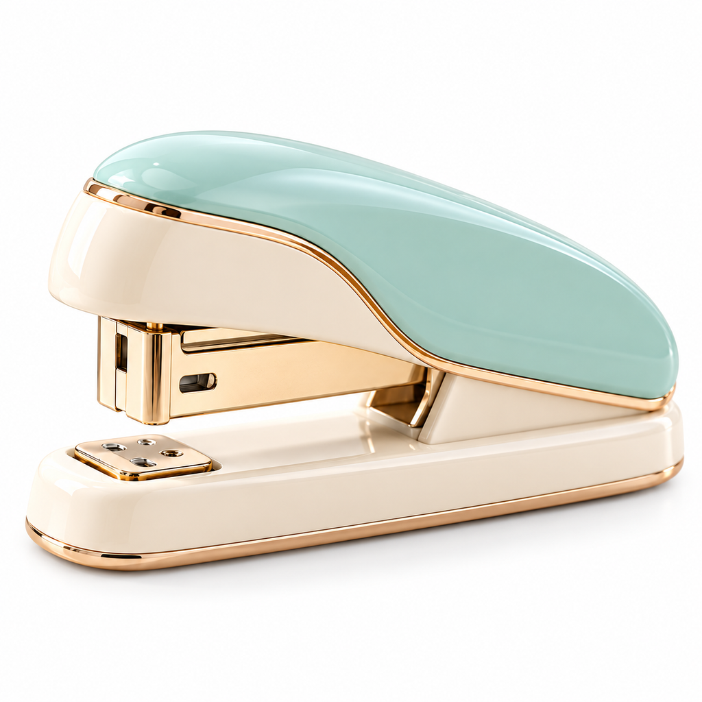 Elqvian™ Mint & Ivory Rose-Gold Stapler