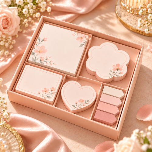 Elqvian™ Blush Floral Sticky Note Gift Set