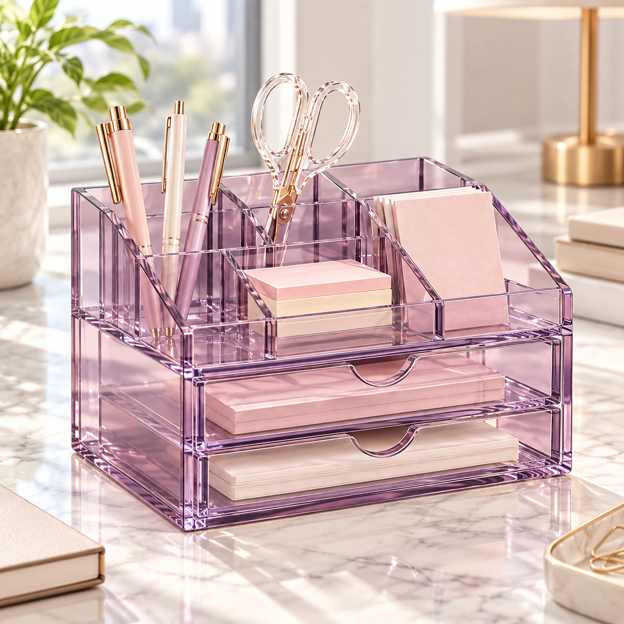 Elqvian Lavender Desk Organizer Lifestyle View