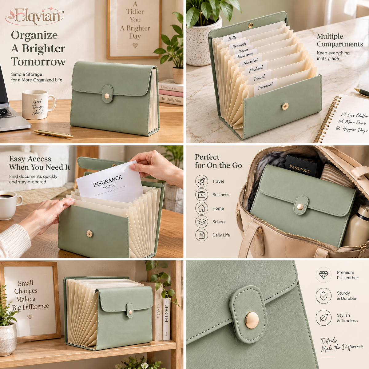 Elqvian™ Premium Accordion File Organizer