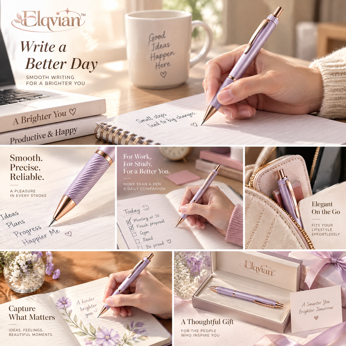 Elqvian™ Lavender Rose-Gold Mechanical Pencil