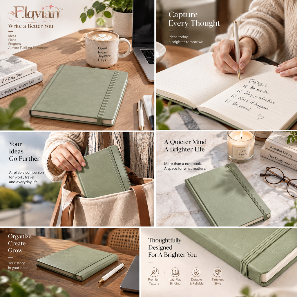 Elqvian™ Sage Green Hardcover Notebook