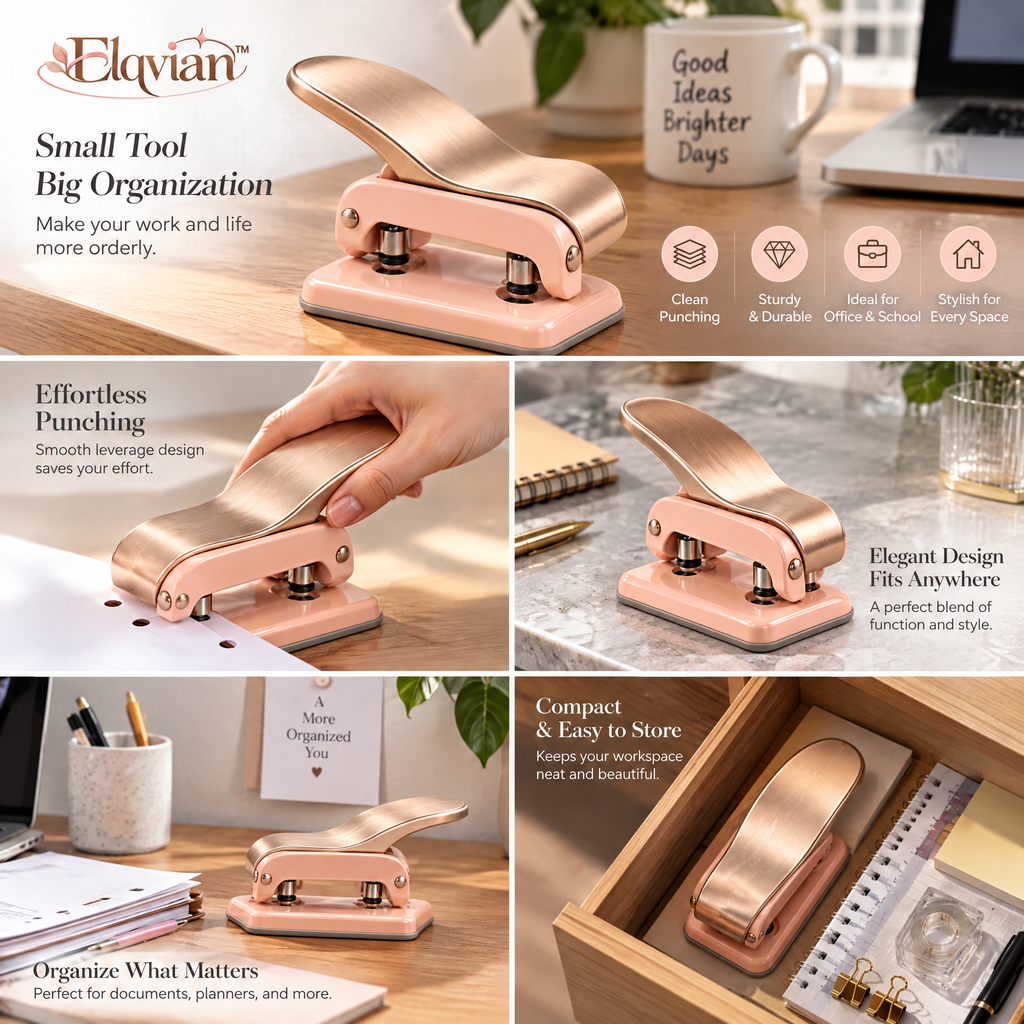 Elqvian™ Premium Desktop Hole Punch