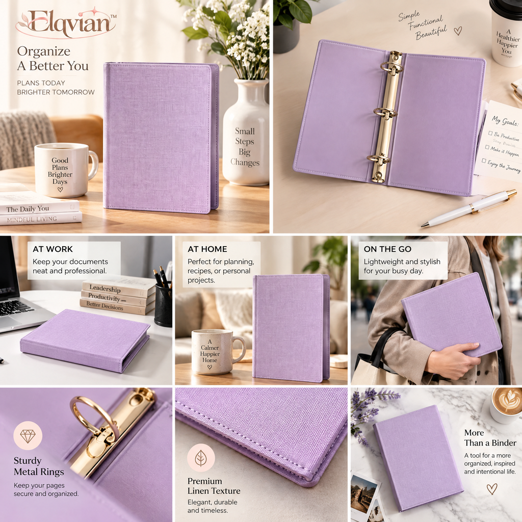 Elqvian™ Elegant Ring Binder Planner Organizer